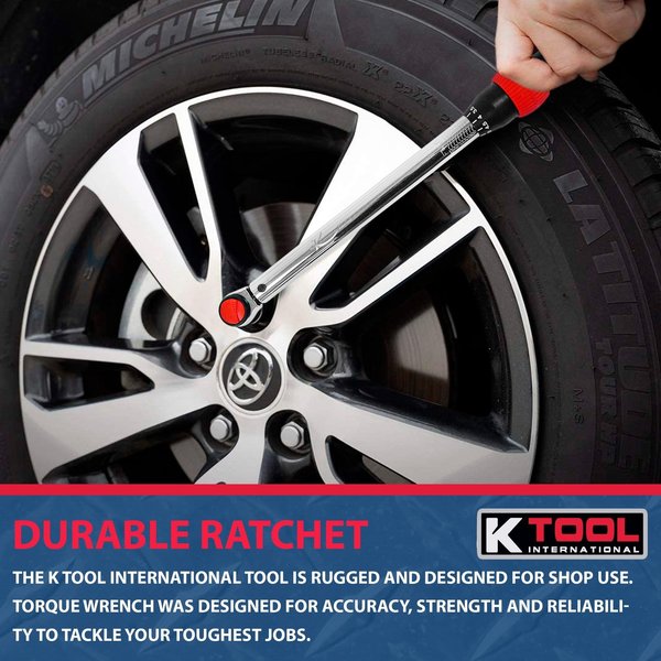 K-Tool International Click-Style Torque Wrench, 10-100 Ft/Lb, 3/8" Drive KTI72143